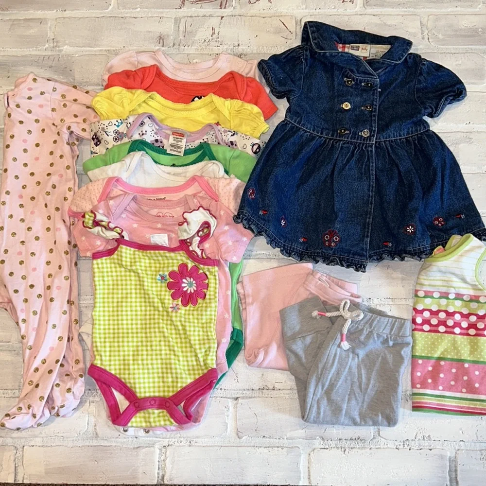 Babygirl 3/6m spring & summer onesie top footie bundle!!